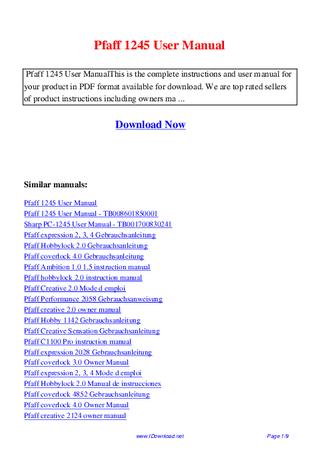 Pfaff Coverlock 3.0 User Manual